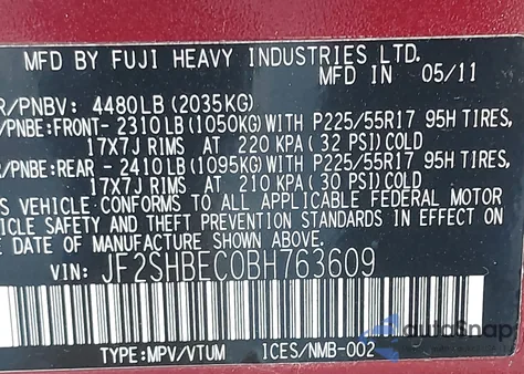 2011 Subaru Forester 2.5X Limited z USA, uszkodzony, nr VIN JF2SHBEC0BH763609